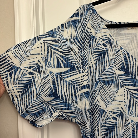 Lara Ethnics Dress Abstract Kavina Palm Slits Viscose Blue White Size S/M - Picture 3 of 11